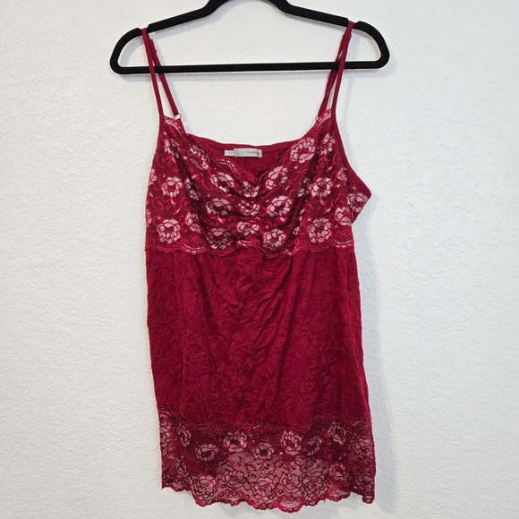 Maurice's Red Lace Trim Cami Layering Tank Top 90's Y2K Preppy Prep - Picture 1 of 8